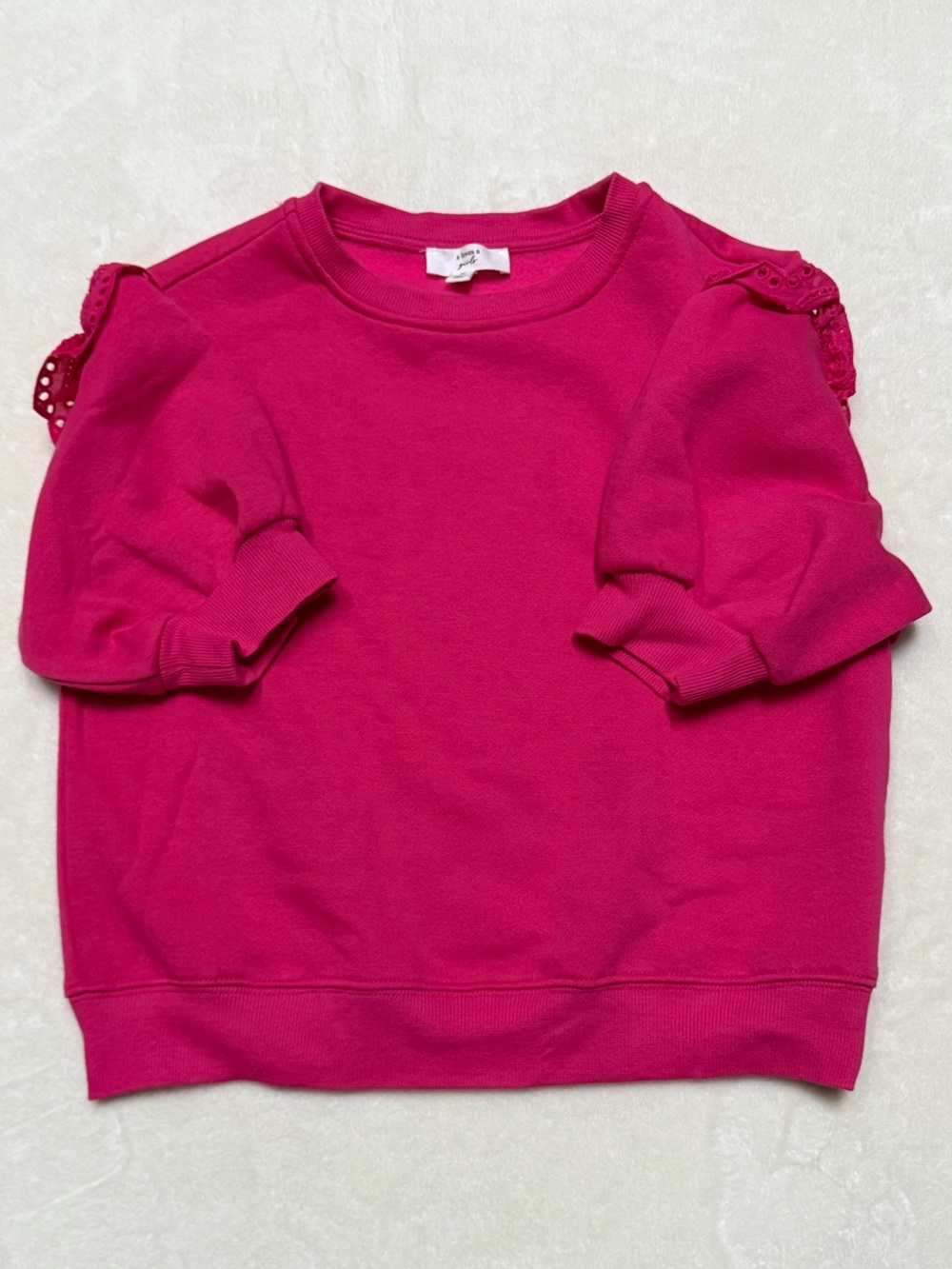 Girls' Size Medium Bright Pink Ruffle Shoulder Sweatshirt by A Loves A
